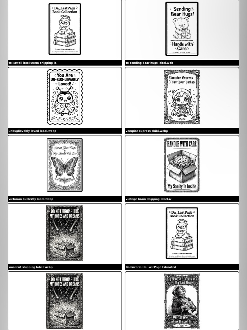 DunDat362’s Design Cute Shipping Labels - Black & White (50) 4x6 stickers - Picture 15 of 17